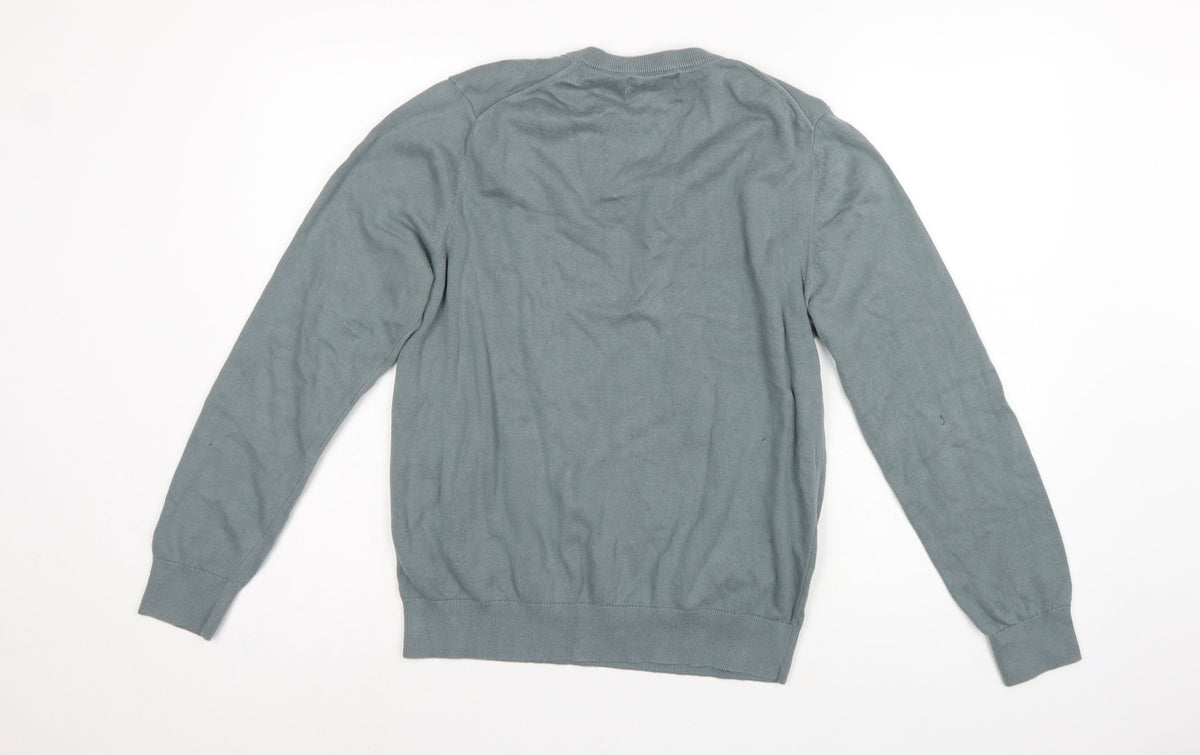 Marks and Spencer Men’s Grey M V-Neck Pure Cotton Pullover Jumper