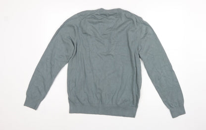Marks and Spencer Men’s Grey M V-Neck Pure Cotton Pullover Jumper