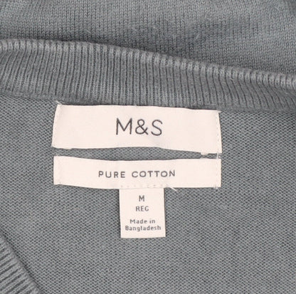 Marks and Spencer Men’s Grey M V-Neck Pure Cotton Pullover Jumper