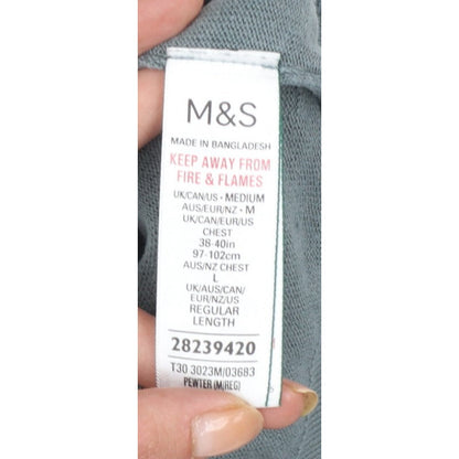 Marks and Spencer Men’s Grey M V-Neck Pure Cotton Pullover Jumper
