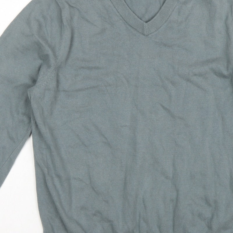 Marks and Spencer Men’s Grey M V-Neck Pure Cotton Pullover Jumper