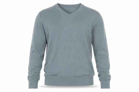 Front view of Marks and Spencer Men’s Grey M V-Neck Pure Cotton jumper