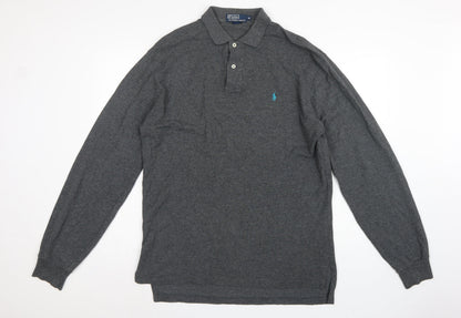 Polo Ralph Lauren Men's Grey M Long Sleeve Embroidered Logo Polo Shirt