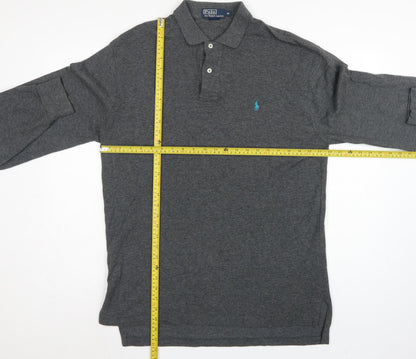 Polo Ralph Lauren Men's Grey M Long Sleeve Embroidered Logo Polo Shirt