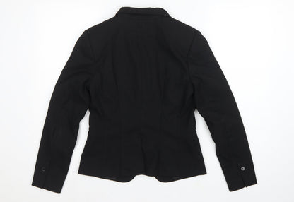 H&M Women Black UK 10 Tailored Single-Breasted Lined Blazer