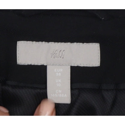 H&M Women Black UK 10 Tailored Single-Breasted Lined Blazer