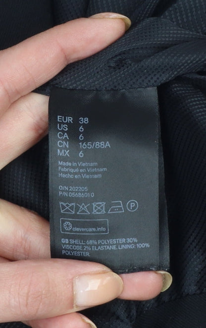 H&M Women Black UK 10 Tailored Single-Breasted Lined Blazer