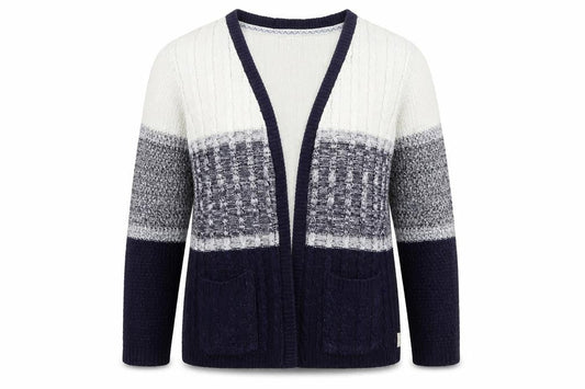Soulcal & Co Women’s Blue Ivory Cable Knit Open Cardigan Size 14