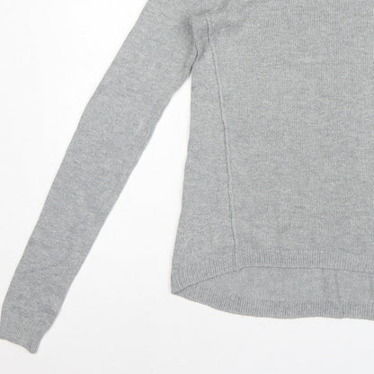 Hollister Women Grey S Slim Fit Round Neck Knit Pullover Jumper