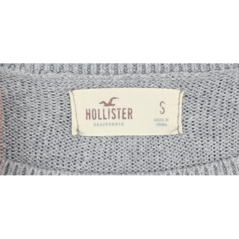 Hollister Women Grey S Slim Fit Round Neck Knit Pullover Jumper