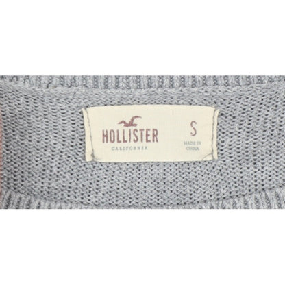 Hollister Women Grey S Slim Fit Round Neck Knit Pullover Jumper