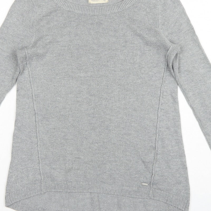 Hollister Women Grey S Slim Fit Round Neck Knit Pullover Jumper