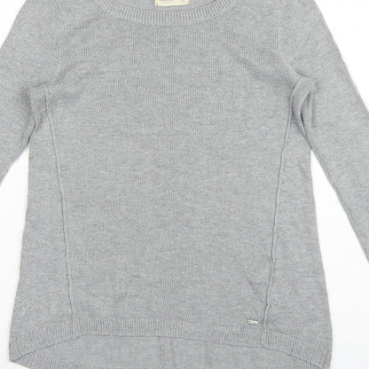 Hollister Women Grey S Slim Fit Round Neck Knit Pullover Jumper