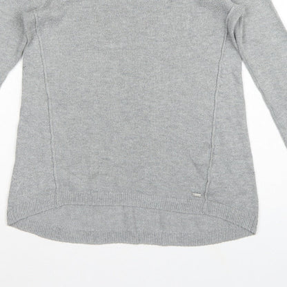 Hollister Women Grey S Slim Fit Round Neck Knit Pullover Jumper