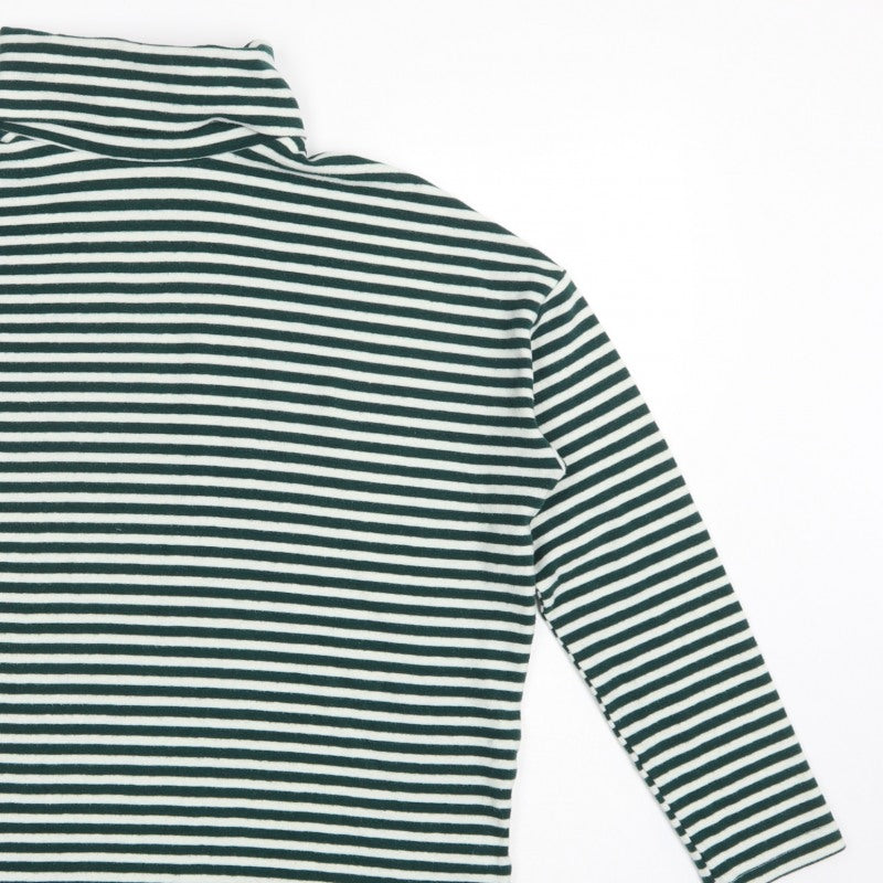 New Look Women Green White Striped Roll Neck Basic Top UK 14
