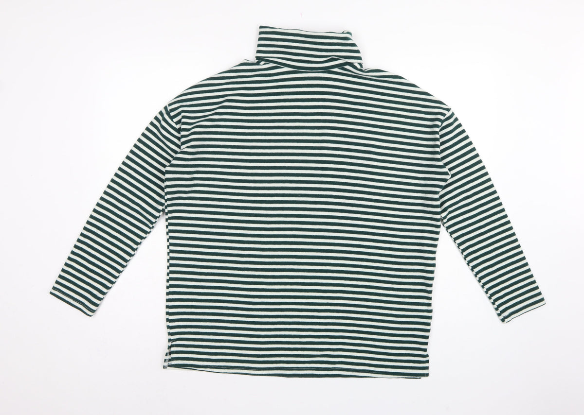 New Look Women Green White Striped Roll Neck Basic Top UK 14