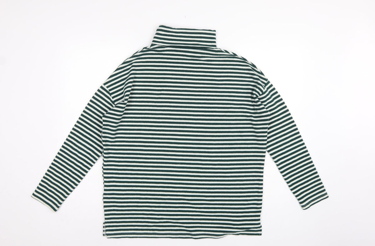 New Look Women Green White Striped Roll Neck Basic Top UK 14