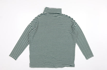 New Look Women Green White Striped Roll Neck Basic Top UK 14