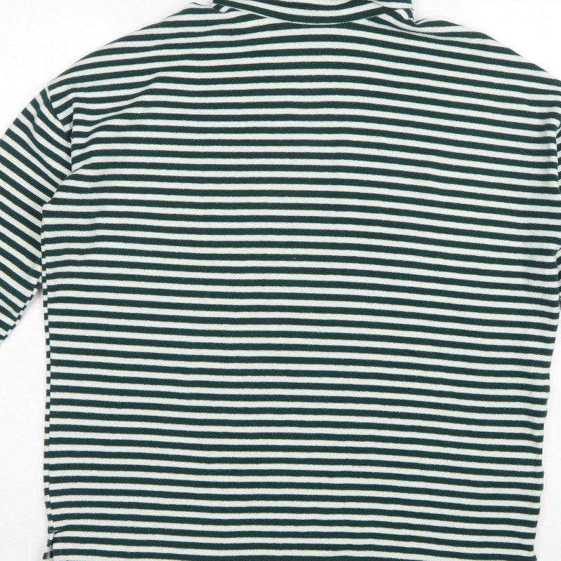 New Look Women Green White Striped Roll Neck Basic Top UK 14