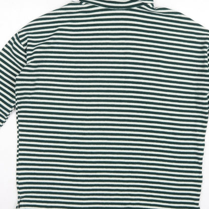 New Look Women Green White Striped Roll Neck Basic Top UK 14