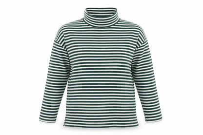 New Look Women Green White Striped Roll Neck Basic Top UK 14