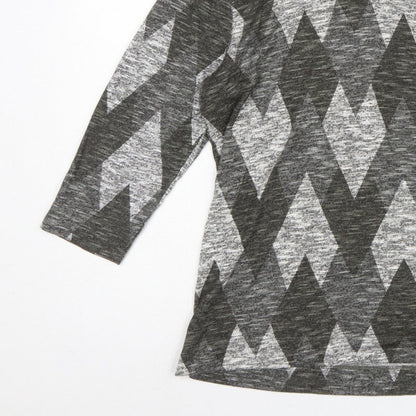 TIGI Women Grey Argyle Cowl Neck Knit Tunic Top UK 14/16