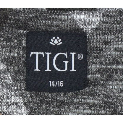 TIGI Women Grey Argyle Cowl Neck Knit Tunic Top UK 14/16
