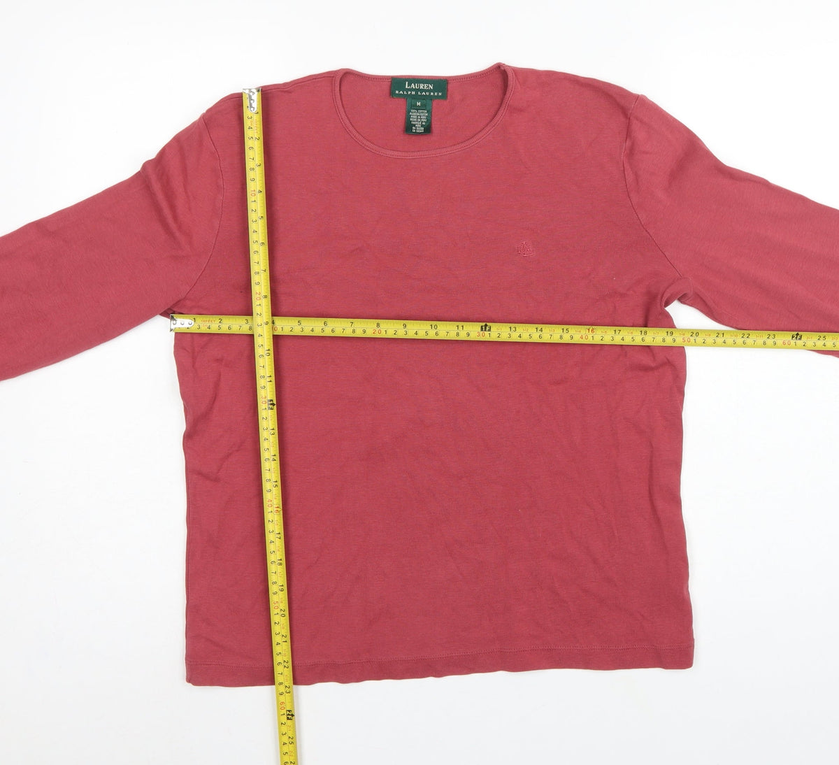Lauren Ralph Lauren Women's Pink M Basic Cotton Long Sleeve T-Shirt