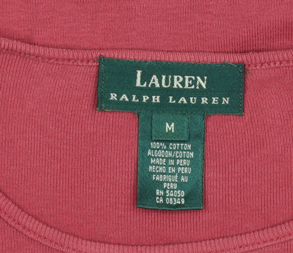 Lauren Ralph Lauren Women's Pink M Basic Cotton Long Sleeve T-Shirt