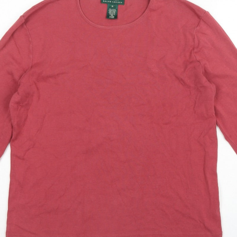 Lauren Ralph Lauren Women's Pink M Basic Cotton Long Sleeve T-Shirt