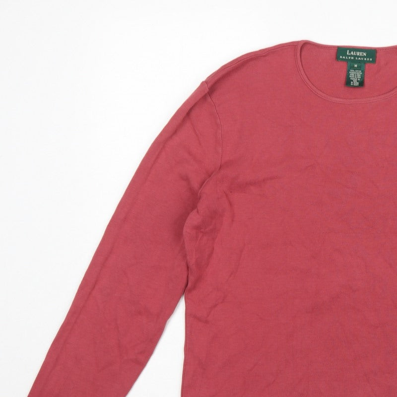 Lauren Ralph Lauren Women's Pink M Basic Cotton Long Sleeve T-Shirt