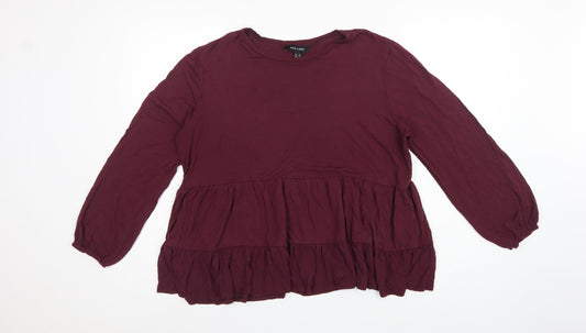 New Look Women Purple UK 16 Tiered Ruffle Tunic Blouse Long Sleeve