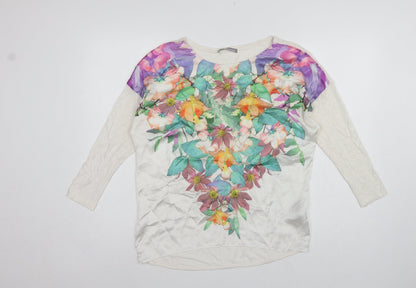 Marks & Spencer Women Ivory Floral 3/4 Sleeve Tunic Blouse UK 10