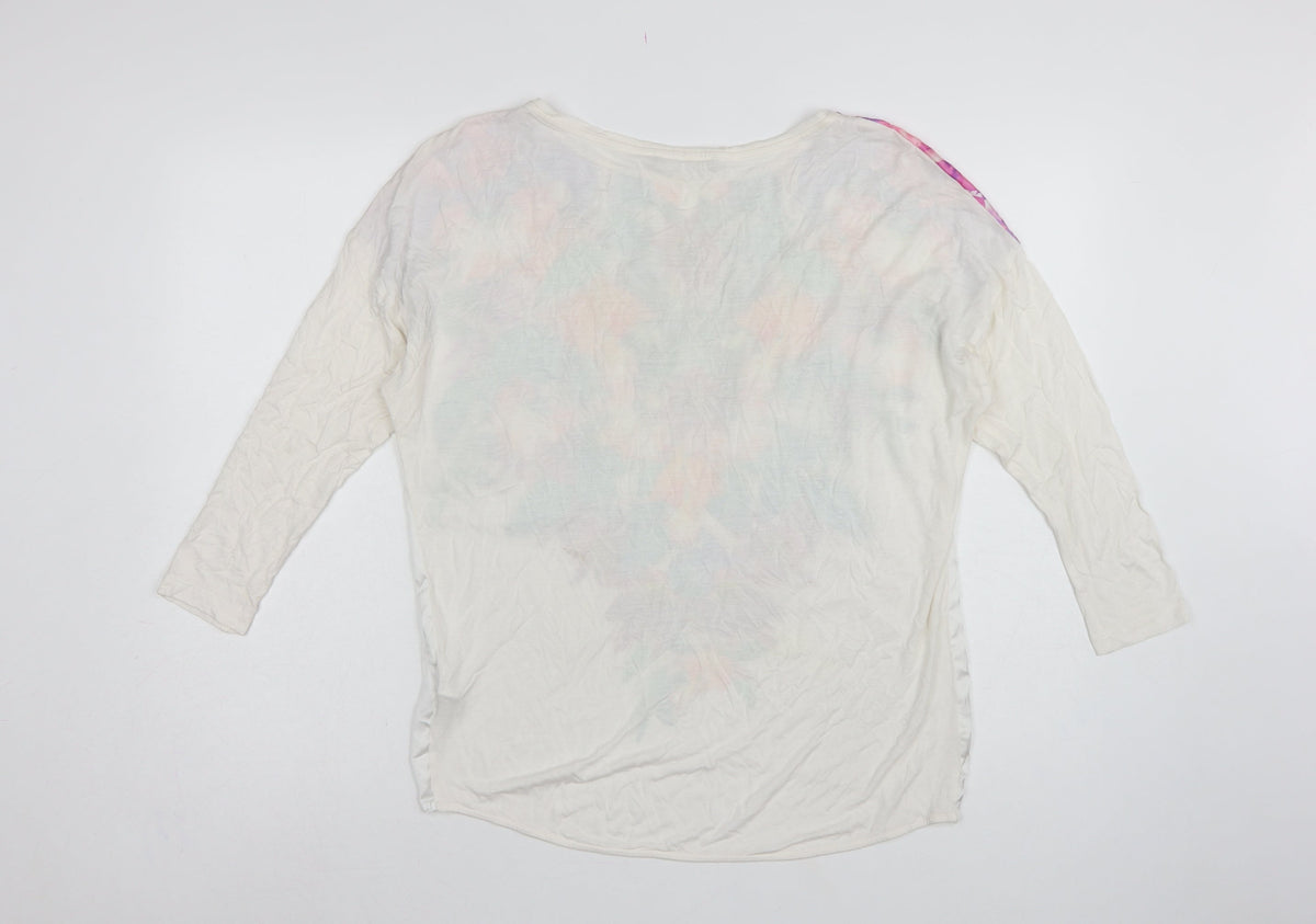 Marks & Spencer Women Ivory Floral 3/4 Sleeve Tunic Blouse UK 10