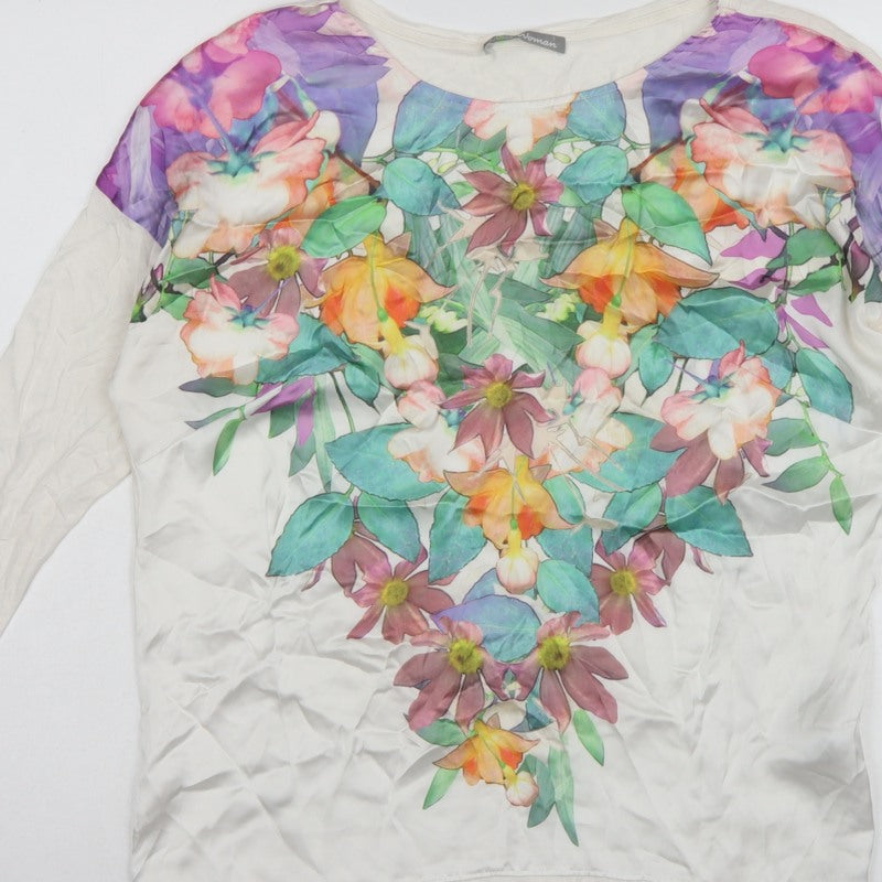 Marks & Spencer Women Ivory Floral 3/4 Sleeve Tunic Blouse UK 10