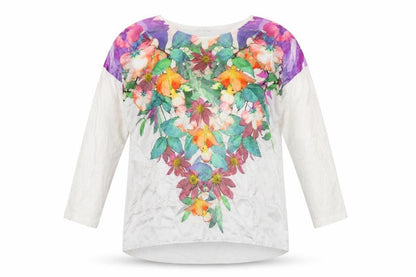 Marks & Spencer Women Ivory Floral 3/4 Sleeve Tunic Blouse UK 10