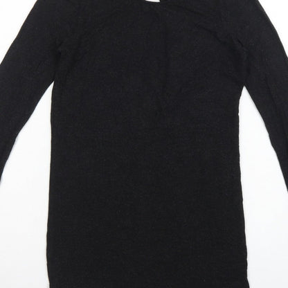 Moss Copenhagen Women Black XS Noomi Wool Knit Open Back Long Sleeve Top