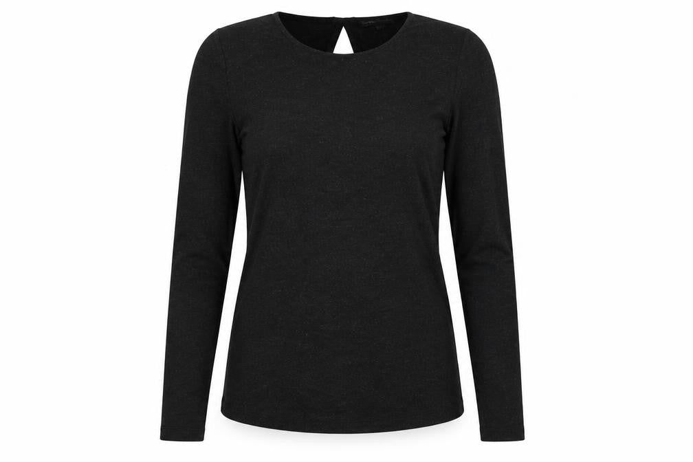 Moss Copenhagen Women Black XS Noomi Wool Knit Open Back Long Sleeve Top