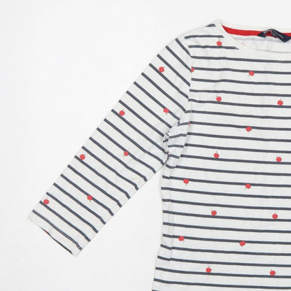 Crew Clothing Company Women’s White Stripe Apple Jersey Top UK 12