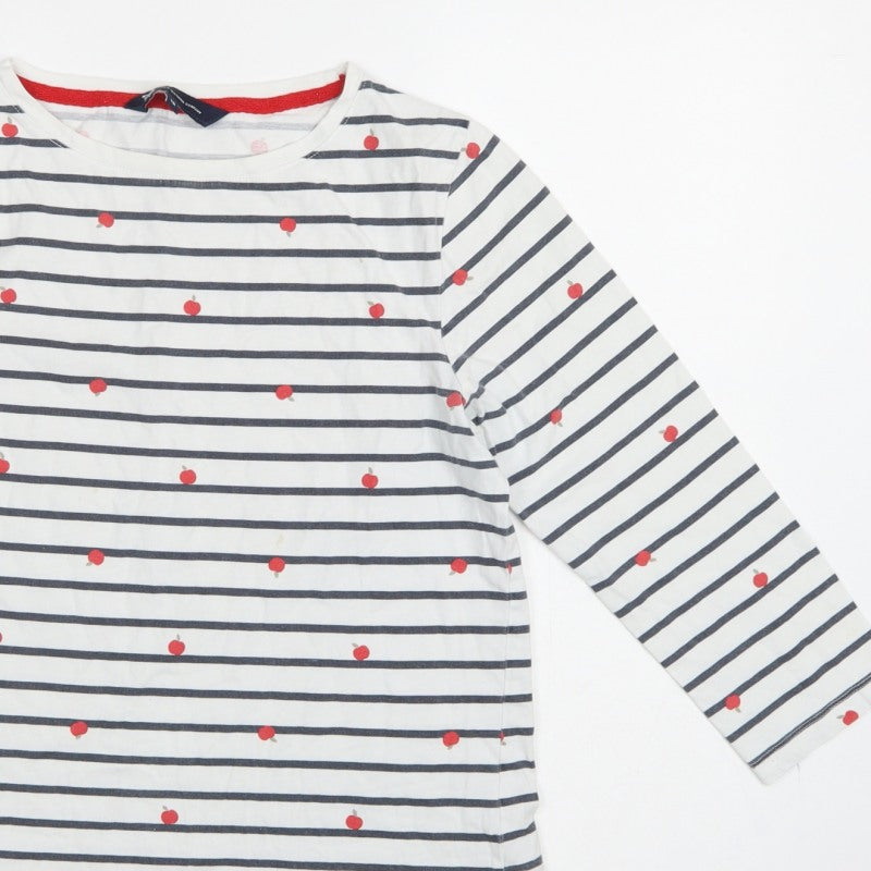 Crew Clothing Company Women’s White Stripe Apple Jersey Top UK 12