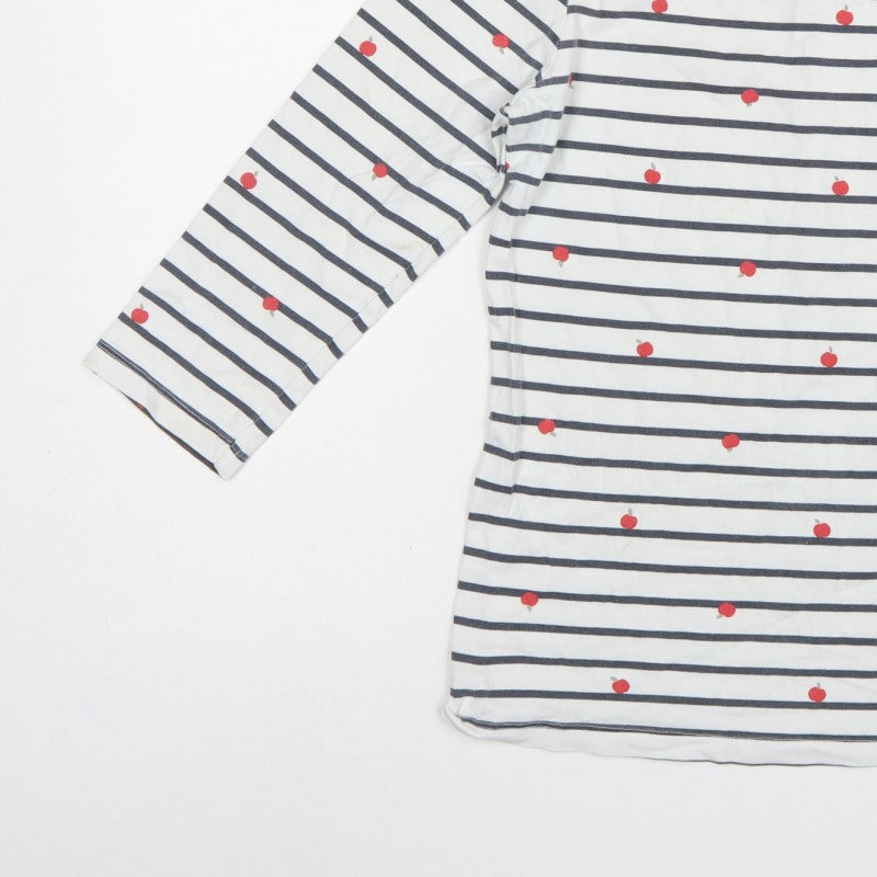 Crew Clothing Company Women’s White Stripe Apple Jersey Top UK 12