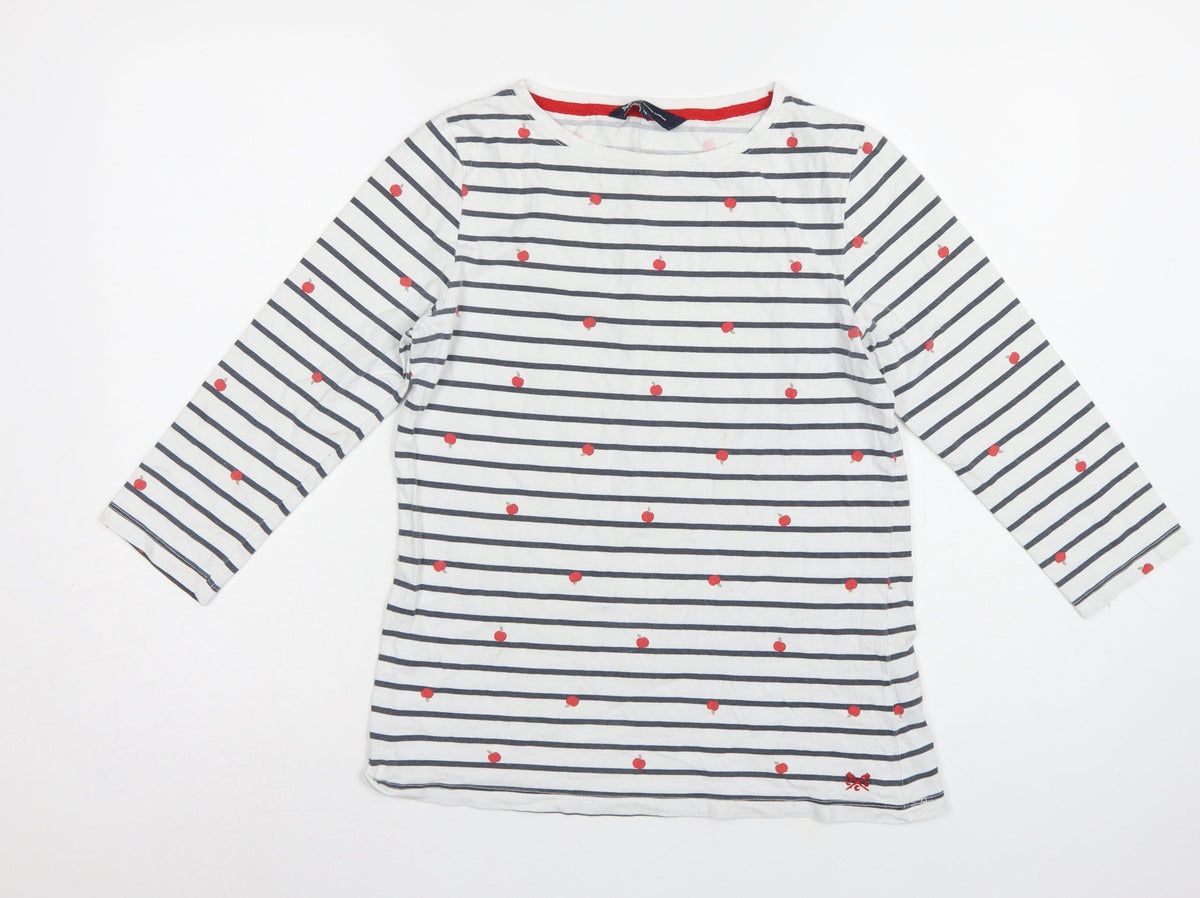 Crew Clothing Company Women’s White Stripe Apple Jersey Top UK 12