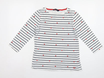 Crew Clothing Company Women’s White Stripe Apple Jersey Top UK 12
