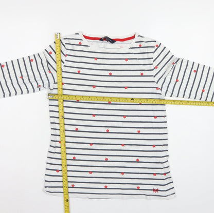 Crew Clothing Company Women’s White Stripe Apple Jersey Top UK 12