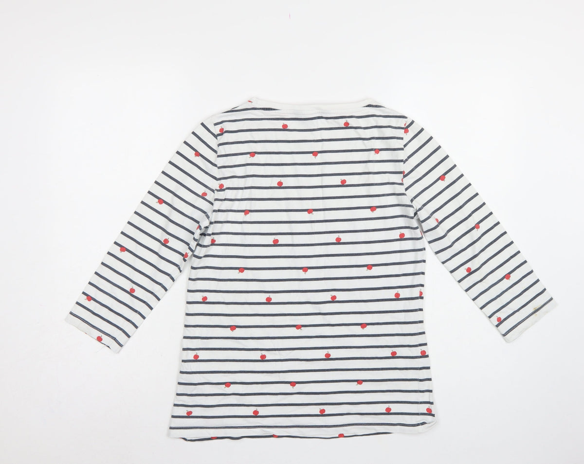 Crew Clothing Company Women’s White Stripe Apple Jersey Top UK 12