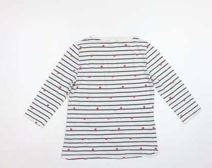 Crew Clothing Company Women’s White Stripe Apple Jersey Top UK 12