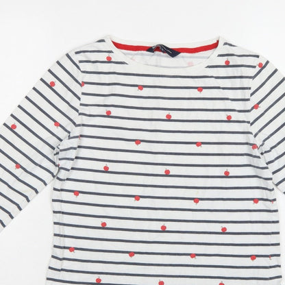 Crew Clothing Company Women’s White Stripe Apple Jersey Top UK 12