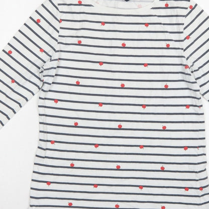 Crew Clothing Company Women’s White Stripe Apple Jersey Top UK 12