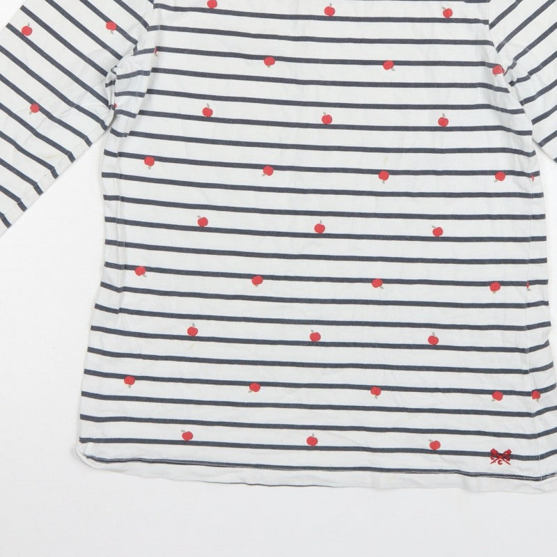Crew Clothing Company Women’s White Stripe Apple Jersey Top UK 12