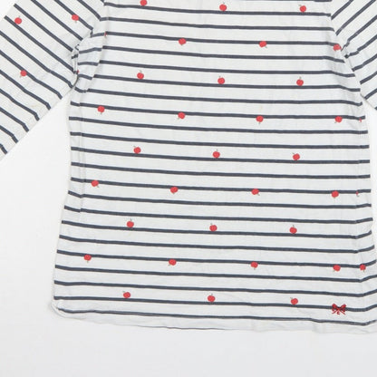 Crew Clothing Company Women’s White Stripe Apple Jersey Top UK 12